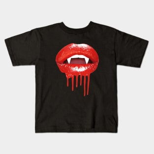 1980s Halloween  Gothic Red Lips Vampire Fangs Kids T-Shirt